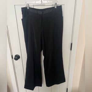Lane Bryant Wide Leg Black Satin Trim Dress Pants Cuffed Hem Classic Workwear 14